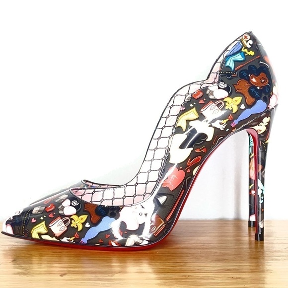 Christian Louboutin “Hot chick” Glamourous Black Multi graphic Patent 100mm EU38 - Picture 6 of 12